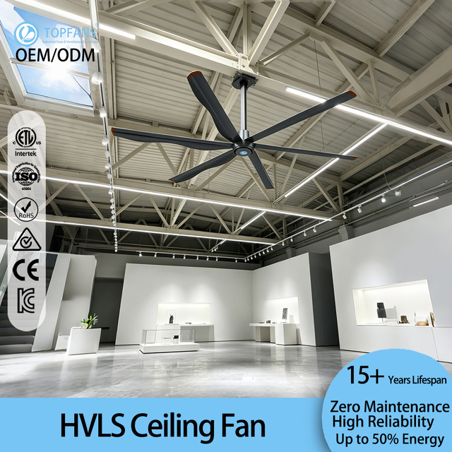 Modern Topfan Ceiling Fan Aluminum Blades 6 Blades 3.7m Diameter PMSM Motor Low Noise 35-39dB Remote Control TOPF-12FT 3-Year