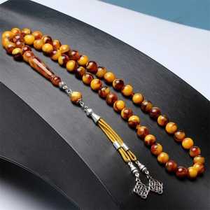 Nuevo 99 resina epoxi transparente naranja cuentas Tasbih Stock para la venta barato 10mm cuenta islámica rosarios religioso católico collar joyería - Product Image 4