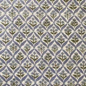 Ánh Sáng Thép Màu Xanh Ấn Độ Hoa Tay Khối In 100% Bông Vải Vải Của Sân Quần Áo Của Phụ Nữ - Product Image 2