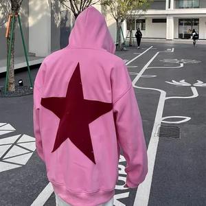 Ropa informal de mujer de peso pesado personalizada, sudaderas con estampado descolorido, apliques bordados, diamantes de imitación, sudadera con capucha de punto sólido, logotipo frontal - Product Image 3