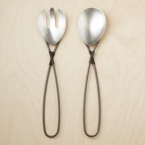 Juego de servidor de ensalada de Metal Premium con mango decorativo, utensilio de servicio de comedor moderno, vajilla de cocina elegante, regalo - Product Image 1