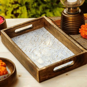 ถาดไม้แบบใช้แล้วทิ้งเป็นมิตรกับสิ่งแวดล้อมทำด้วยมือพร้อมที่จับโลหะถาดเสิร์ฟของตกแต่งที่สวยงามกันน้ำสำหรับใช้ในร้านอาหาร - Product Image 5