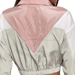 Women's 100% Polyester Crop Top Windbreaker with <b>Printed</b> Track Suit Knitted Two-Piece Set for Everyday Wear Custom Private Label - Product Image 5