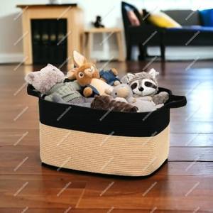 ขายร้อนเด็กแมวของเล่นผ้าฝ้ายธรรมชาติตะกร้าเชือกทอผ้าอ้อมเด็กและของเล่นหนังจับพับตะกร้าเก็บ - Product Image 4