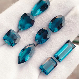Topaze bleue de Londres super bleue, pierre précieuse en vrac, coupe naturelle mixte, certifiée par un tiers, 5-15 carats, taille de bague disponible, Jaipur - Product Image 6