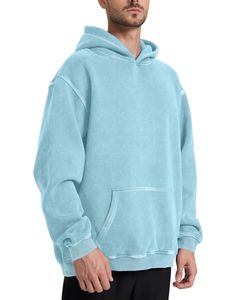 Sweat-shirt à capuche surdimensionné avec logo imprimé personnalisé de haute qualité pour hommes Couleur unie 100% coton mélangé par les fabricants - Product Image 6