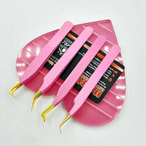 Pince à épiler d'extension de cils personnalisable couleur or rose ensemble pince à épiler à pointe de fibre d'acier inoxydable pour l'application de cils - Product Image 3