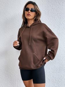 Sudadera con capucha polar de algodón de gran tamaño para mujer con logotipo personalizado 2025, ropa de calle de invierno, Jersey, sudadera - Product Image 4