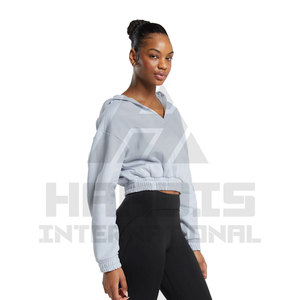 เสื้อครอปมีฮู้ดแขนยาวของผู้หญิงเสื้อครอปมีฮู้ดสีตัดกัน - Product Image 5