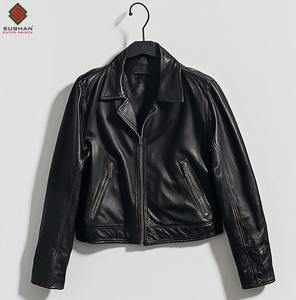 Veste de motard en cuir synthétique noir pour homme, faite à la main, en cuir véritable, coupe ajustée, décontractée, fermeture éclair, solide, service OEM - Product Image 1