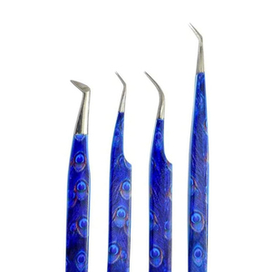 Pinzas de extensión de pestañas de acero inoxidable con logotipo personalizado del fabricante Diseño de fibra puntiaguda para uso en salón de Damas - Product Image 6