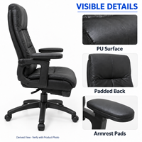Chaise de bureau en cuir PU noir avec dossier haut, structure en PP et accoudoirs rembourrés pour bureaux informatiques, bureaux à domicile et salles de réunion