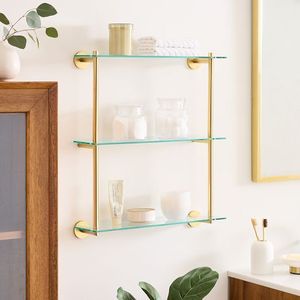 Artistic golden brass <b>shelves</b> racks created with detailed craftsmanship perfect for high end storage solutions - Product Image 5