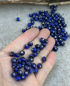 Cuentas de cristal de Murano azul y negro de 6mm hechas a mano, cuentas sueltas únicas para fabricación de joyas, tamaños de 4mm, 8mm, 10mm, cuentas VISHAL - Product Image 4