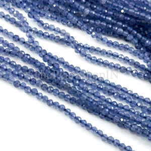 Cuentas redondas microfacetadas de tanzanita natural de 2 mm, grado AAA, para la fabricación de joyas, cuentas sueltas de tanzanita semipreciosa - Product Image 4