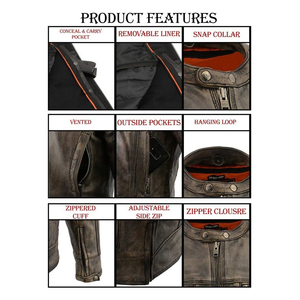 Veste de moto en cuir chaude d'hiver pour hommes, imprimée, coupe-vent de grande taille, équipement de protection pour l'équitation - Product Image 6