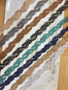 Luxury Eco-Friendly Floral Pearls <b>Beads</b> Lace <b>Fabric</b> Handcrafted Decorative Bridal Gowns Wedding Dresses Sarees Veils Heavy - Product Image 5