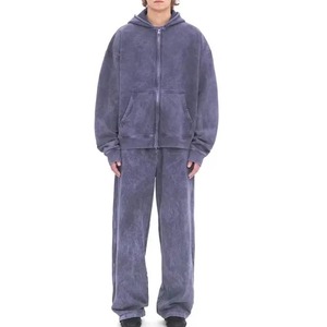 Conjunto de sudadera con capucha y Jogger de gran tamaño informal en blanco, superventas, chándal holgado de algodón con cordón lavado para primavera Unisex 2026 - Product Image 1