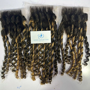 Vietnam Remy Hair Frontal Extensions pour femmes 12-32 pouces Loose Deep Wave Bundle avec HD Lace Dyed Piano Color - Product Image 1