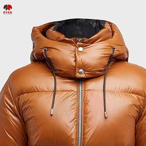 Chaqueta acolchada de invierno para hombre con diseño con capucha, tela tejida suave, logotipo personalizado OEM y color sólido - Product Image 5