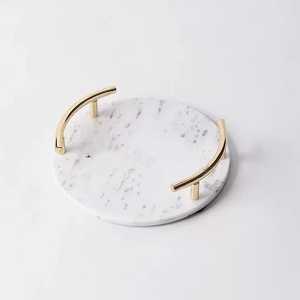 Bandeja Redonda de Mármol, Bandeja para Servir Ecológica, Duradera, Segura, Estilo Moderno, para Bodas Reales, Fiestas, Desayuno, Comida, Decorativa - Product Image 1