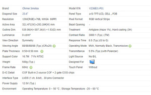 Inninux 23.6 pollici WXGA ad alta luminosità pannello Display <span class=keywords><strong>LCD</strong></span> Open Cell 1366X768 V236BJ1-P01 TV Screen Board accessorio - Product Image 6