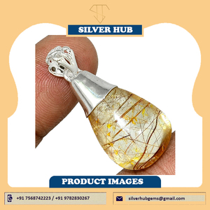 Natural Unique Golden Rutile Bezel Setting Pendant Handmade 925 Sterling <b>Silver</b> Big Gemstone Trendy Fine Jewelry Fashionable - Product Image 4