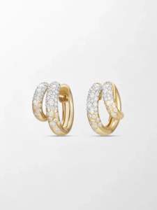 Pendientes de Aro con Diamantes Cultivados en Laboratorio, Corte Garra, 0.98 Ct, Color GH, Claridad VS, 125 Piedras, Oro Amarillo de 14K, Diseño Texturizado - Product Image 2