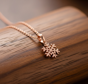 Collar de Plata de Ley 925, colgante de copo de nieve Vermeil, cadena de eslabones altos chapada en oro rosa, collares finos de uso diario para cristianos - Product Image 2