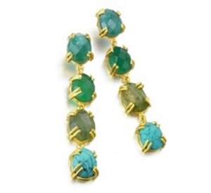 Pendientes de plata de ley 925 con forma de cojín, Multi piedra preciosa - Product Image 1