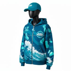 Sudadera con Capucha Premium para Mujer, 300 GSM, Felpa Suave de Poliéster y Algodón, Estampado Azul Océano, Logotipo Personalizado, Impresión Serigráfica, Sudadera con Capucha Básica con Cremallera - Product Image 4