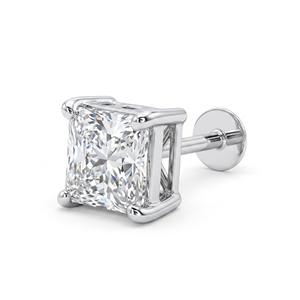Pendientes de Oro de 18K para Mujer con Moissanita de Corte Princesa de 0.50-2 Quilates, Corte Excelente/Brillante, Engaste de Bisel - Product Image 1