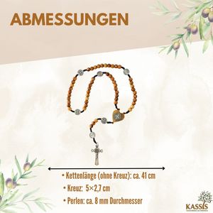 Chapelet de Saint Benoît en bois d'olivier - fabriqué à la main à Bethléem - Product Image 3