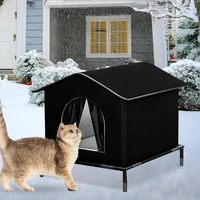 Maison pour chat étanche en gros | Abri surélevé chaud pour animaux de compagnie pour une utilisation hivernale | Lit pour chat pliable durable pour jardin ou porche