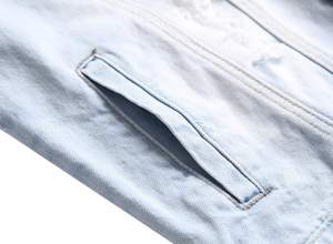 Chaqueta vaquera duradera de color sólido para hombre Chaqueta vaquera OEM de ajuste informal de secado rápido cómoda - Product Image 6