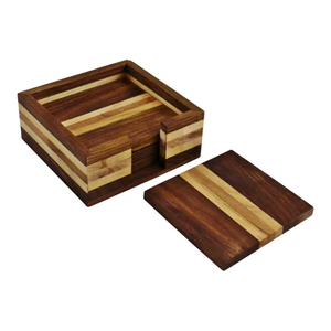 Elegant Plants Wooden <b>coaster</b> <b>Set</b> with a Rustic Finished Handcrafted to Perfection Ideal for Daily Use and Home Decoration Needs - Product Image 4