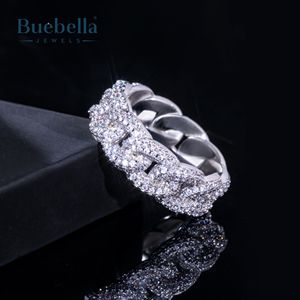 Venta caliente 18K oro, 925 Plata VVS Moissanite diamante cubano enlace cadena anillo Hip Hop anillo Miami cubano enlace anillo - Product Image 5