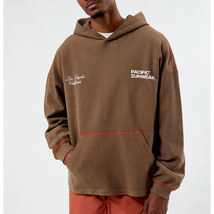 Sweat à capuche en polaire pour homme style streetwear avec impression en relief, contraste de couleurs tendance, motif uni, saison hivernale, prix bas et MOQ faible - Product Image 1