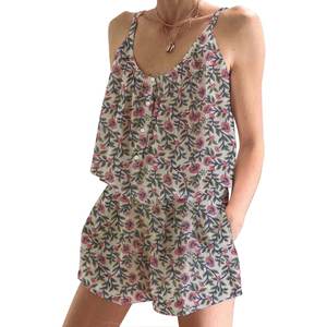 Urban Bohemian Fashion Cotton Co-Ord Shorts <b>Pajama</b> Set <b>For</b> <b>Women</b> Spring/<b>Summer</b> Floral Fitted Strappy Sleeveless PJ Set - Product Image 1