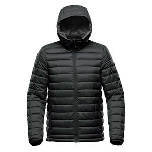 Men's Winter Puffer Jacket Bubble Puff Fill Black Canvas Waterproof Breathable Windproof Hooded <b>Coat</b> Custom Logo Direct - Product Image 3