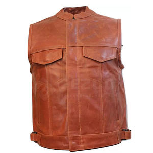 Gilet en cuir décontracté pour homme, coupe ajustée, hiver, sur mesure, respirant, en cuir de vache, vêtements d'extérieur fabriqués au Pakistan - Product Image 1