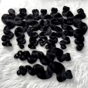 Extensions de cheveux humains vierges vietnamiens, ondulés, soyeux, noirs naturels, cuticules alignées, donneur unique, pour la fabrication de perruques - Product Image 5