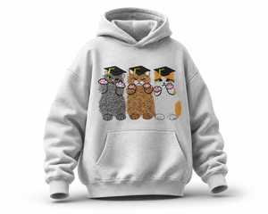 Sudadera con Capucha de Invierno Transpirable con Bordado de Gatos de Graduación, Informal, de Forro Polar, Corte Regular, Unisex para Adultos - Product Image 6