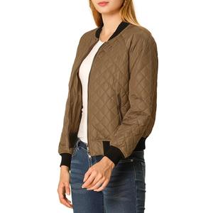 Women's Breathable Printed <b>Short</b> Quilted <b>Jacket</b> Autumn Winter Crew Neck <b>Short</b> <b>Sleeve</b> Outerwear Raw Canvas - Product Image 5