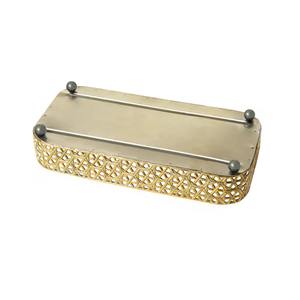 Bandejas de metal decorativas con espejo dorado rectangular - Product Image 5