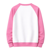 Sweat-shirt d'hiver blanc à col ras du cou et manches raglan pour femme, style sororité grecque, avec badge rose et vert, éco-responsable, à porter devant