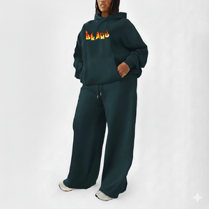 Ensemble deux pièces décontracté pour femme : sweat à capuche oversize uni et pantalon de survêtement, coupe ample, respirant, anti-boulochage, style streetwear pour l'hiver - Product Image 2