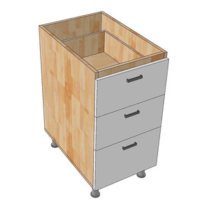 Module d'armoire de cuisine moderne de 40 cm avec 3 tiroirs MTBD010, doté de matériaux en acier inoxydable et en bois massif - Product Image 3