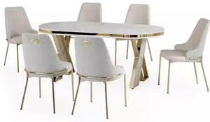Juego de 1 mesa y 6 sillas de diseño moderno para comedor Muebles de Villa elegantes con diferencia elegante - Product Image 3
