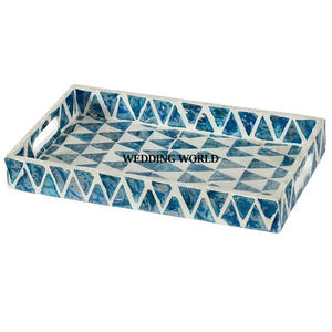 Bandeja de Chocolate de diseñador con recubrimiento en polvo blanco y azul, superventas hechas a mano, artículos para restaurante, venta al por mayor, nueva bandeja de Chocolate de lujo - Product Image 1